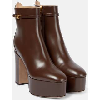 Valentino Garavani VLogo Signature leather platform boots - brown - EU 39.5