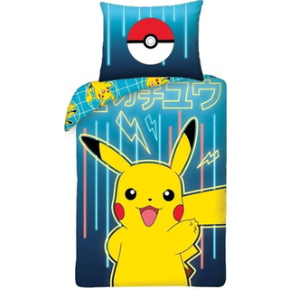 Pokemon Pikachu+Pokeball Sengetøj - 100 procent bomuld