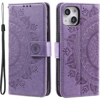 SKALO iPhone 15 Mandala Flip Cover - Lilla