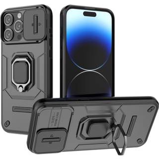 SKALO iPhone 15 Pro Armor Hybrid Metal Ring Camera Slider - Sort