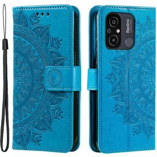 SKALO Xiaomi Redmi 12C 4G Mandala Flip Cover - Blå