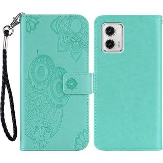 SKALO Motorola Moto G53 5G Mandala Owl Flip Cover - Turkis
