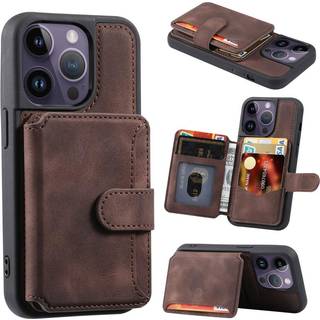SKALO iPhone 15 Pro Max PU-læder Cover med Pung - Brun
