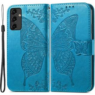 SKALO Samsung A14 4G/5G Mandala Butterfly Flip Cover - Blå