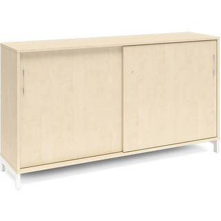 Office kontorskab med skydedør 890x1600mm birk med hvidt stel