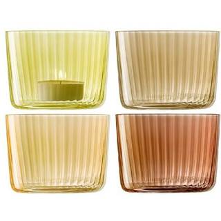 LSA International Candlelight And Scents - 'Gems' tealight holder, set of four, amber in Amber/Orange Glass