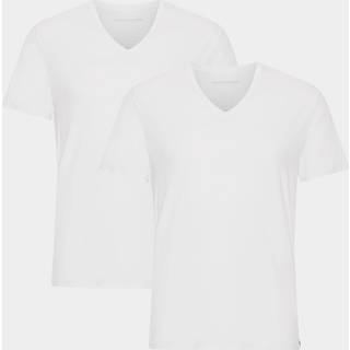 2 stk hvide bambus slim fit T-shirt med v-hals til mænd, S
