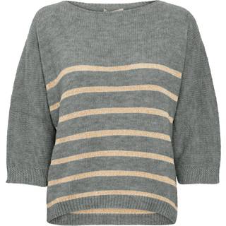 Stribet Striktrøje, Medium Grey Melange, L/XL