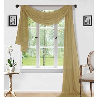 Sapphire Home Window Sheer Voile Valance Scarf - Window Curtains & Valances til stue k?kken og sovev?relse - Elegant boligindretning i fast farve