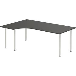 Office skrivebord venstrevendt 200x120cm antracit med alugråt stel
