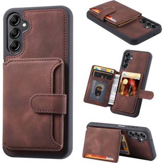SKALO Samsung A34 5G PU-læder Cover med Pung - Brun
