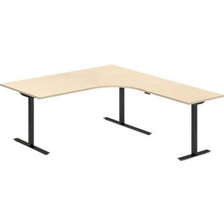 Hæve-sænkebord DNA, Birk 1800x2000 mm Højre 3-ben/Sort