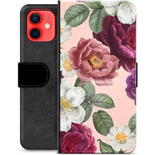 iPhone 12 mini Premium Flip Cover med Pung - Romantiske Blomster