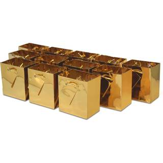Lejligheder - 12 Pack Gold Mini Giftposer Metallisk papir Euro -totes med h?ndtag til gaver Julferie F?dselsdagsfest og bryllup Fav?rer Small Bus