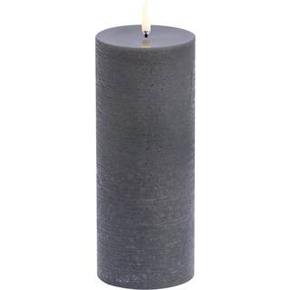 Uyuni - LED Bloklys m/smeltet look - Grey - Rustic - 7,8x20 cm