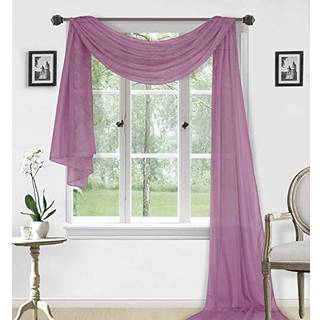 Sapphire Home Window Sheer Voile Valance Scarf - Window Curtains & Valances til stue k?kken og sovev?relse - Elegant boligindretning i fast farve