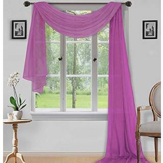 Sapphire Home Window Sheer Voile Valance Scarf - Window Curtains & Valances til stue K?kken og sovev?relse - Elegant boligindretning i fast farve