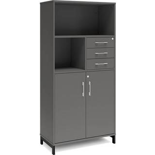 Kontorskab DNA, 800x1660 mm, Antracit/Sort, skuffemodul 4A4/2A4