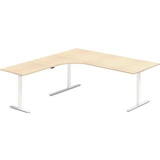 Hæve-sænkebord DNA, Birk 2000x2000 mm Venstre 3-ben/Hvid
