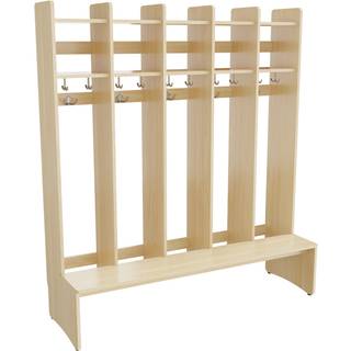 Garderobeindretning Eira Light, gulvmodel 5 pladser, 250 mm rumbredde, naturfarvet krydsfinér