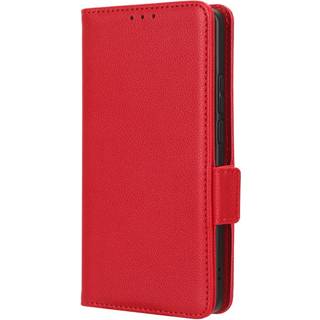 Motorola Edge 40 PU Litchi Læder Flip Cover m. Pung - Rød