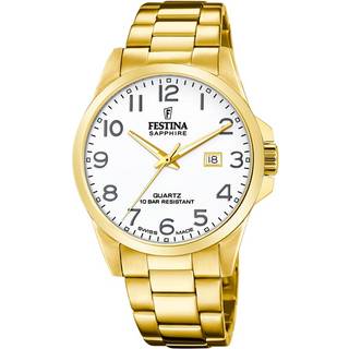 Festina Swiss Made herreur i guldfarvet med hvid urskive