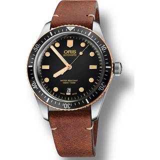 ORIS Divers Herritage 65 Bronze ur med sort skive med brun læderrem - 40mm