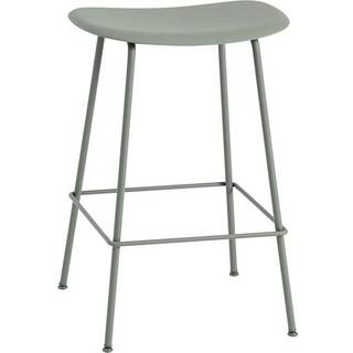 Muuto Fiber Barstol  Dusty Green Stål Uden Ryglæn | Muuto Variant: 65 cm