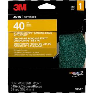 3M Green Corps Slibing Disc med Stikit -tilknytning 31547 6 I 40GRIT 5 diske pr. Pakke 20 pakker pr. Sag