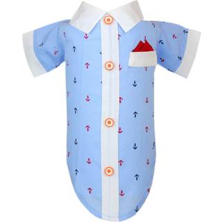 Parisian Nautical Dog Shirt - Ankertj i 100 % bomuld - Bl og hvid kostume til store hunde