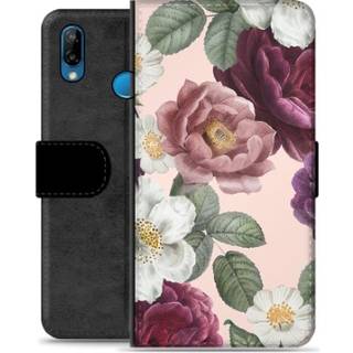 Huawei P20 Lite Premium Flip Cover med Pung - Romantiske Blomster