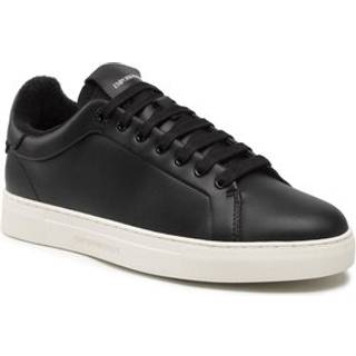 EMPORIO ARMANI Herren Sneaker schwarz Glattleder