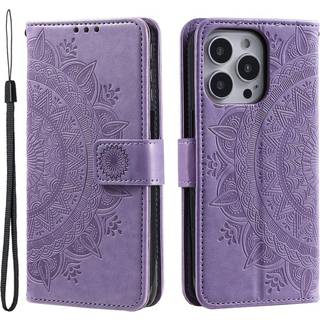 SKALO iPhone 15 Pro Mandala Flip Cover - Lilla