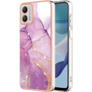 Motorola Moto G53 / G23 / G13 Hybrid Plastik Bagside Cover - Lilla Marmor