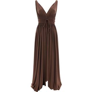 Norma Kamali Goddess pleated jersey maxi dress - brown - XS