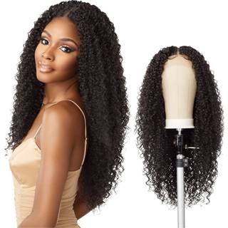 Sensationnel Butta Lace Parykker - Enhed 35 Ekstra Bred 5 Tommer Dyb Afsked Syntetisk Forplukket Hrlinie Glueless Lacefront (1B OFFBLACK)