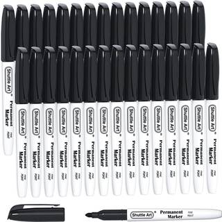 Shuttle Art Permanent Markers 30 Pack Black Permanent Marker Set Fine Point fungerer p? plastisk tr?sten metal og glas til doodling markeringa