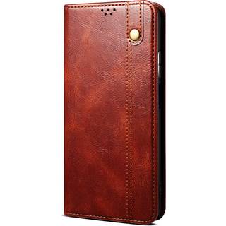 iPhone 13 Top Button Læder Flip Cover m. Pung - Brun