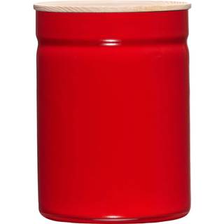 Riess Kitchen Management Vorratsdose 2,25 L Fresh Tomato - Emaille mit Eschenholzdeckel - Rot
