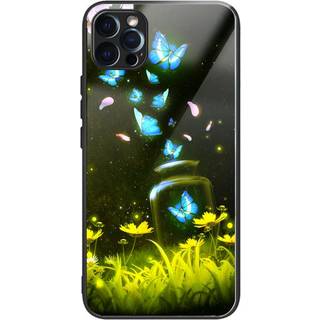 iPhone 14 Pro Plastik Cover m. Glasbagside - Sommerfugle