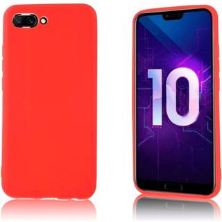 Huawei Honor 10 mobiletui i plastik og silikone med mat overflade - Rød