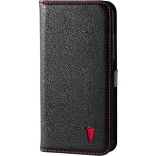 iPhone X / iPhone XS Leather Case (with Stand function) - Black with Red Detail
