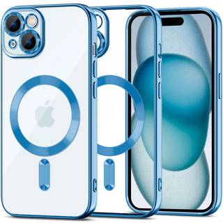 iPhone 15 Tech-Protect MagShine-etui - MagSafe-kompatibelt - klar/mørkeblå