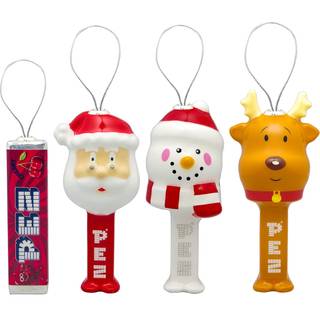 Ruz Pez Candy Snowman Santa Claus og Reindeer Christmas Ornaments Set indendørs/udendørs trædekorationer og ferieboligindretning 4-pakke