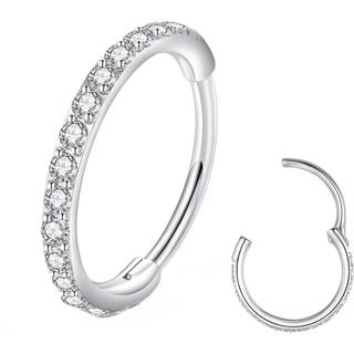 Blessmylove Clear Cz Nose Rings Hoop 316L Kirurgisk st?lbrusk?reringe Conch Daith Helix Rook Tragus Lobe Snug Body Piercing Jewelry 20G 18G 16G R