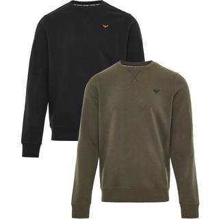Threadbare Threadbare Black/Khaki Crew Neck Sweatshirts 2 Packs