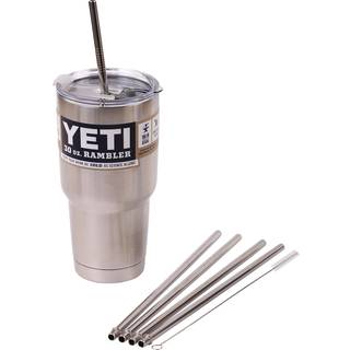 4 bredt st?l af rustfrit st?l + halmhul l?g ekstra langt passer 30 oz yeti tumbler rambler kopper - cocostraw brand drikker str? (4 brede str? +