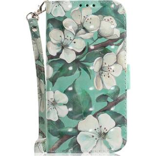 Sony Xperia 1 V Læder Flip Cover m. Print - Hvide Blomster