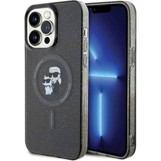 iPhone 15 Pro Karl Lagerfeld IML Glitter Karl & Choupette MagSafe Cover - Sort