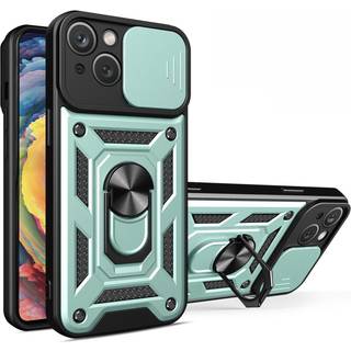 iPhone 15 Håndværker Bagside Cover m. Magnetisk Kickstand & Cam Slider - Grøn